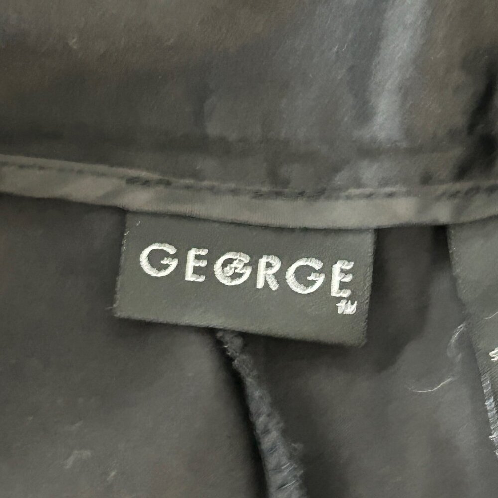 George Women's Black Pants Satin Waist Stripe Flat Front Wide Leg Size 12 - Picture 4 of 9
